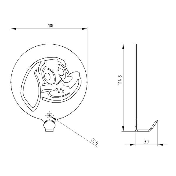 Kleiderhaken Kleiderbügel Kinder Haken BLAU Tiere aus Metall, für Eingang, Flur, Schlafzimmer, Kinderzimmer Kindergarten / HUND