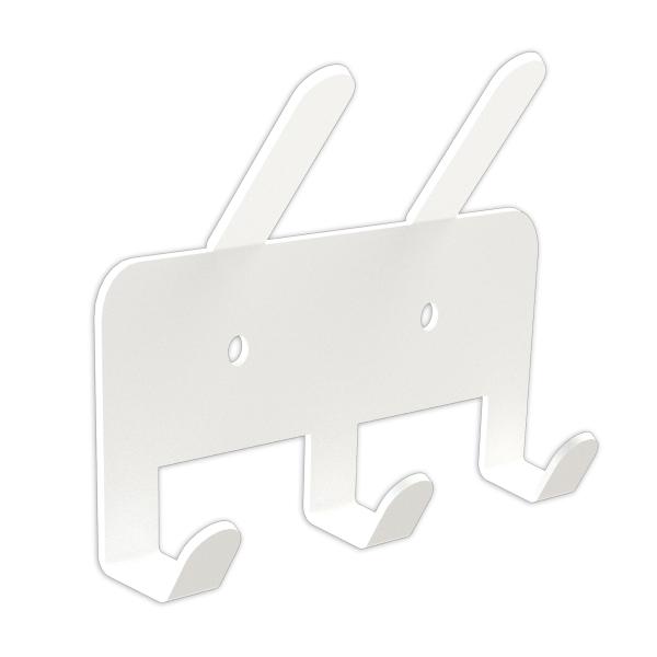 Kleiderhaken Garderobenleiste Hakenleiste WEIß Doppelhaken - 14 cm - aus Metall, für Eingang, Flur, Schlafzimmer, Flurgarderobe mit 3 Haken / JAVA QUINTET