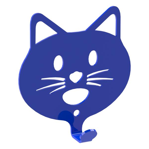 Kleiderhaken Kleiderbügel Kinder Haken BLAU Tiere aus Metall, für Eingang, Flur, Schlafzimmer, Kinderzimmer Kindergarten / KATZE