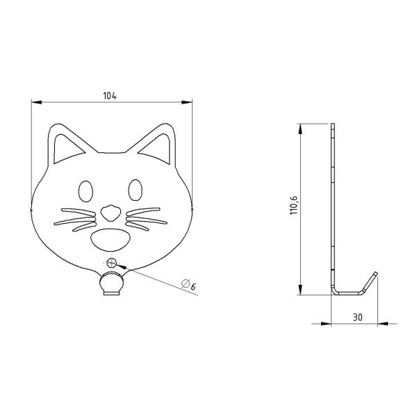Kleiderhaken Kleiderbügel Kinder Haken GRÜN Tiere aus Metall, für Eingang, Flur, Schlafzimmer, Kinderzimmer Kindergarten / KATZE