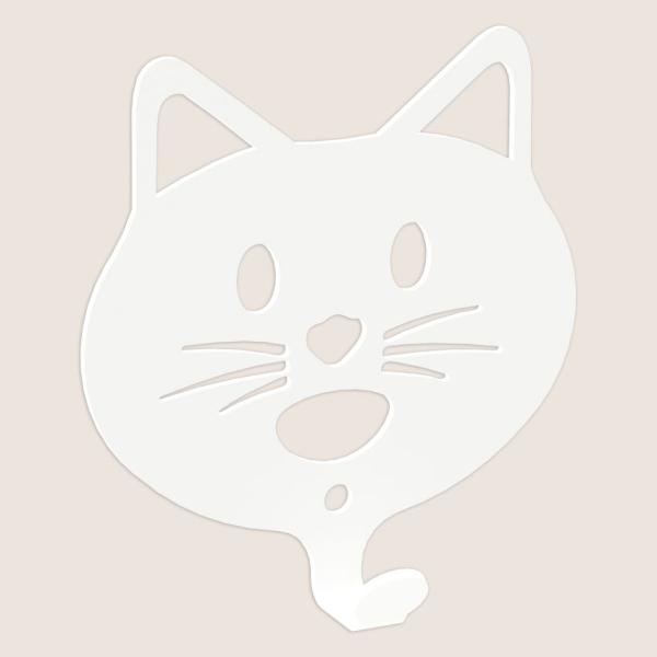 Kleiderhaken Kleiderbügel Kinder Haken WEIß Tiere aus Metall, für Eingang, Flur, Schlafzimmer, Kinderzimmer Kindergarten / KATZE