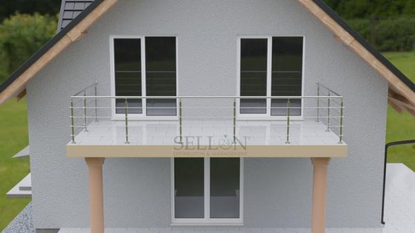 Relinggeländer Edelstahl aufgesetzt Geländer Konfigurator Balkongeländer Treppengeländer Balkon Terrasse Boden Treppen Relingpfosten 42,4 mm V2A