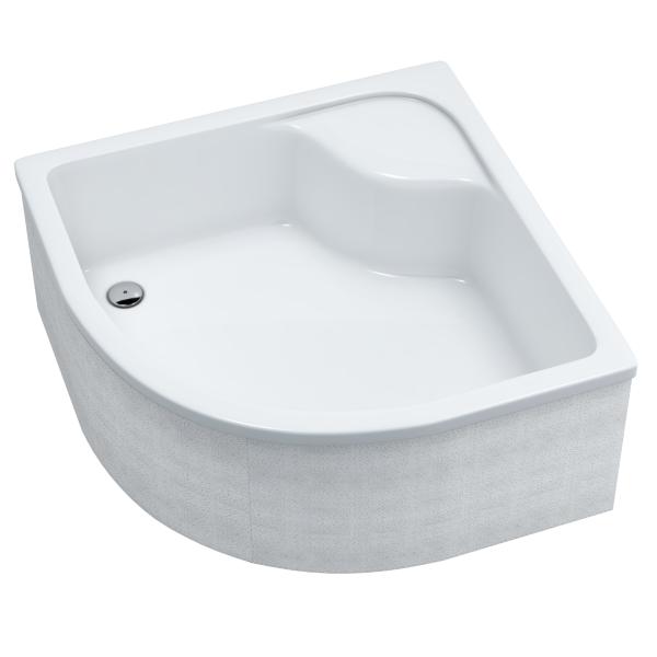 Duschtasse Acrylwanne mit EPS Träger Standard Duschwanne Quadrat Viertelkreis Bau-Höhe 41cm