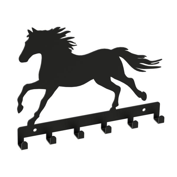 Schlüsselanhänger SCHWARZ aus Metall Pferd Tür LOFT Modern Schlüssel Bügel / HORSE