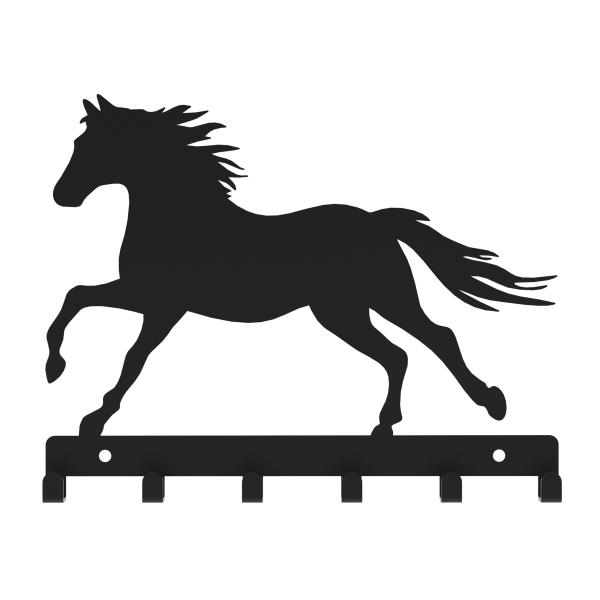 Schlüsselanhänger SCHWARZ aus Metall Pferd Tür LOFT Modern Schlüssel Bügel / HORSE