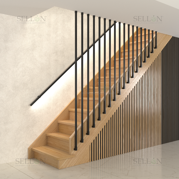 LED Handlauf Stahl Pulverbemalt Schwarz Anthrazit Weiß 25x45 SLIM Handlaufhalter Wandhandlauf Geländer Treppe