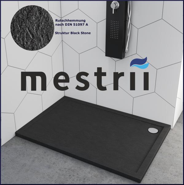 Duschtasse Duschwanne Schwarz Steinoptik Quadrat Rechteck Viertelkreis Fünfeck Black Stone