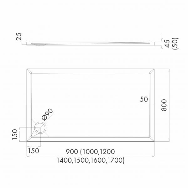 Duschtasse Duschwanne Grau Steinoptik Quadrat Rechteck Viertelkreis Fünfeck Cement Stone