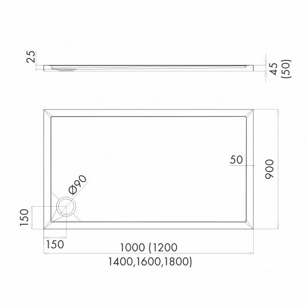 Duschtasse Duschwanne Grau Steinoptik Quadrat Rechteck Viertelkreis Fünfeck Cement Stone