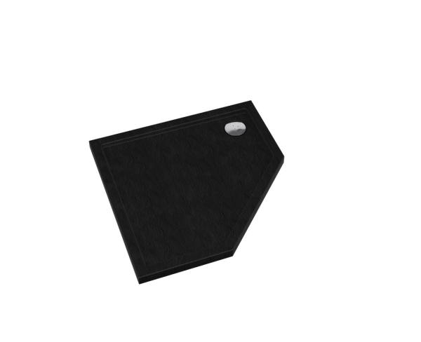 Duschtasse Duschwanne Schwarz Steinoptik Quadrat Rechteck Viertelkreis Fünfeck Black Stone