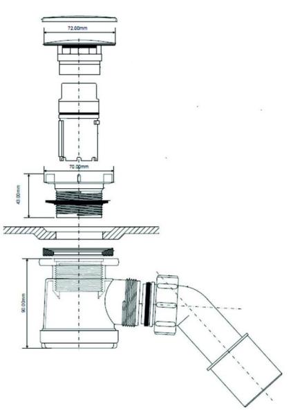 Ablaufgarnitur Siphon McAlpine Ø 52mm Abdeckung Edelstahl für die Duschwannen