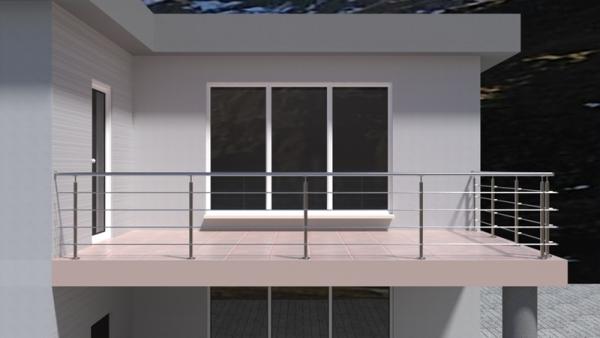 Relinggeländer Edelstahl aufgesetzt Geländer Konfigurator Balkongeländer Treppengeländer Balkon Terrasse Boden Treppen Relingpfosten 42,4 mm V2A