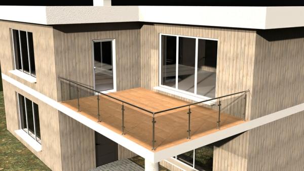 Glasgeländer aufgesetzt Edelstahl Geländer Konfigurator Komplett Bodenmontage Treppen Balkongeländer Glasklemmen Balkon V2A