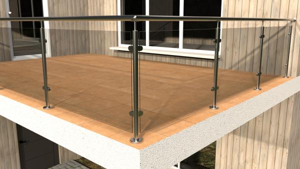 Glasgeländer aufgesetzt Edelstahl Geländer Konfigurator Komplett Bodenmontage Treppen Balkongeländer Glasklemmen Balkon V2A