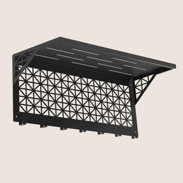 Kleiderhaken Garderobenleiste Hakenleiste Schwarz mit Ablage - 70 cm - aus Metall, für Eingang, Flur, Schlafzimmer, Flurgarderobe mit 7 Haken / W-4