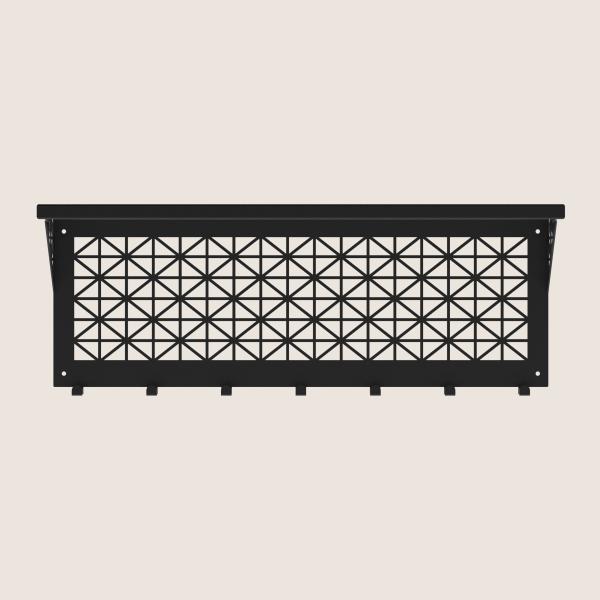 Kleiderhaken Garderobenleiste Hakenleiste Schwarz mit Ablage - 70 cm - aus Metall, für Eingang, Flur, Schlafzimmer, Flurgarderobe mit 7 Haken / W-4