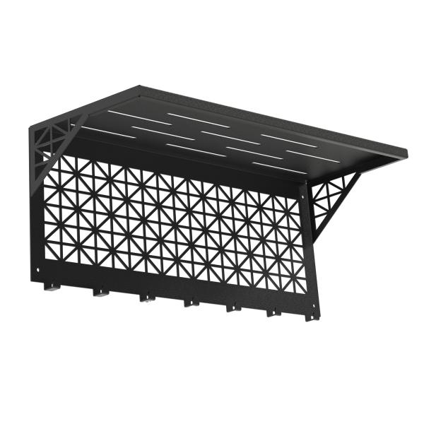 Kleiderhaken Garderobenleiste Hakenleiste Schwarz mit Ablage - 70 cm - aus Metall, für Eingang, Flur, Schlafzimmer, Flurgarderobe mit 7 Haken / W-4