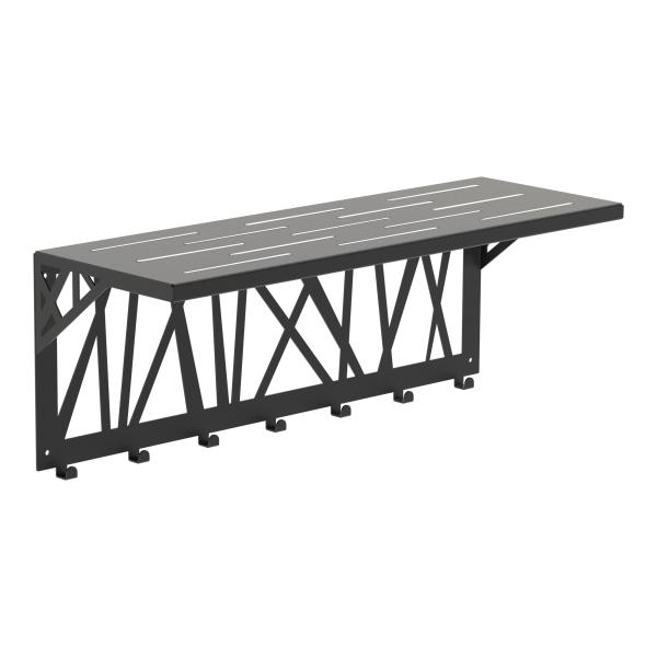 Kleiderhaken Garderobenleiste Hakenleiste Schwarz mit Ablage - 70 cm - aus Metall, für Eingang, Flur, Schlafzimmer, Flurgarderobe mit 7 Haken / W-1