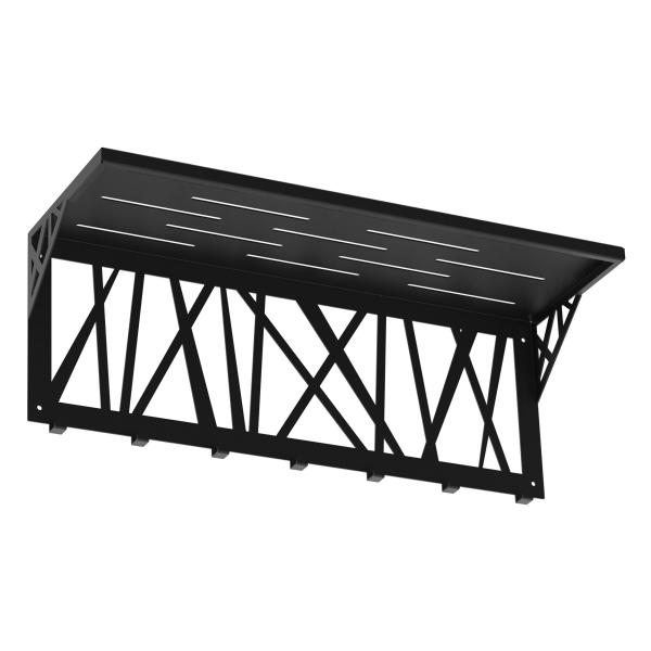 Kleiderhaken Garderobenleiste Hakenleiste Schwarz mit Ablage - 70 cm - aus Metall, für Eingang, Flur, Schlafzimmer, Flurgarderobe mit 7 Haken / W-1