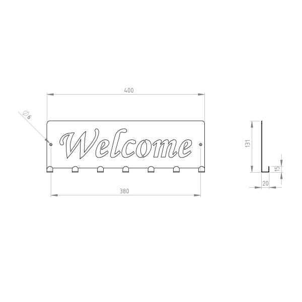 Kleiderhaken Bügel Garderobenleiste Hakenleiste Schwarz- 40 cm - aus Metall, für Eingang, Flur, Schlafzimmer, Flurgarderobe / WELCOME-2