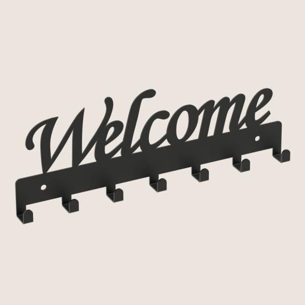 Kleiderhaken Bügel Garderobenleiste Hakenleiste Schwarz- 30 cm - aus Metall, für Eingang, Flur, Schlafzimmer, Flurgarderobe / WELCOME