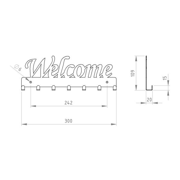 Kleiderhaken Bügel Garderobenleiste Hakenleiste Schwarz- 30 cm - aus Metall, für Eingang, Flur, Schlafzimmer, Flurgarderobe / WELCOME