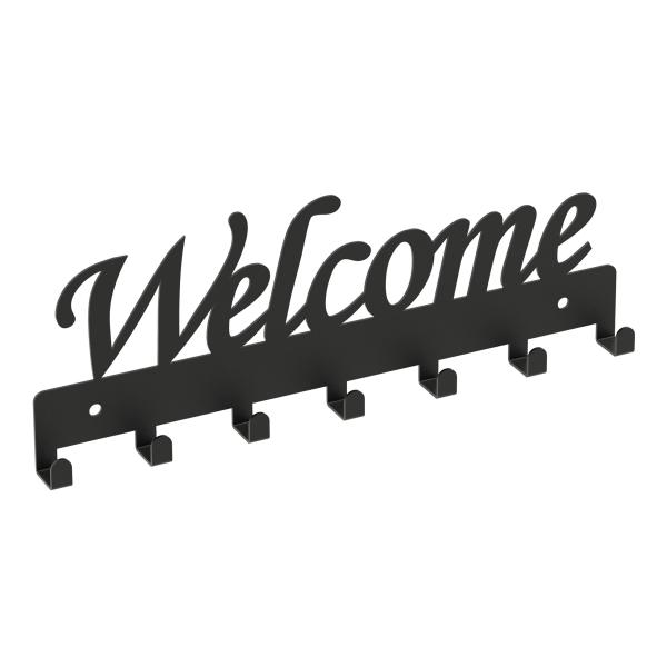 Kleiderhaken Bügel Garderobenleiste Hakenleiste Schwarz- 30 cm - aus Metall, für Eingang, Flur, Schlafzimmer, Flurgarderobe / WELCOME