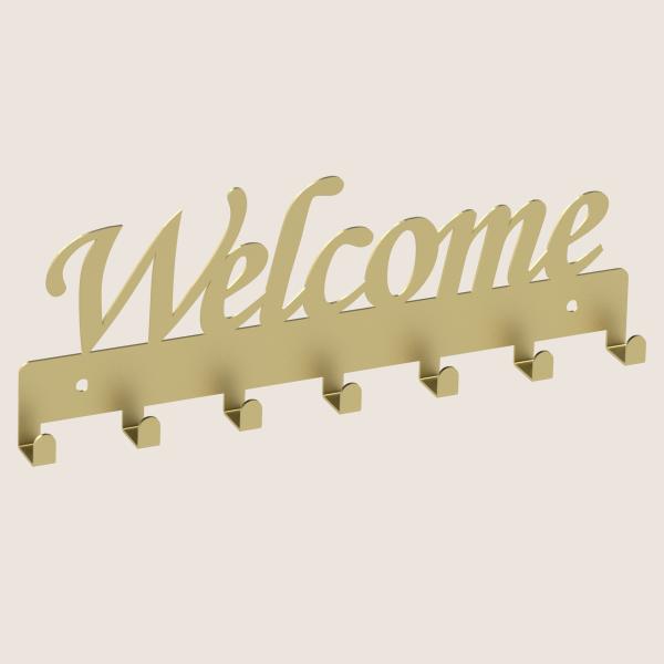 Kleiderhaken Bügel Garderobenleiste Hakenleiste GOLD - 30 cm - aus Metall, für Eingang, Flur, Schlafzimmer, Flurgarderobe / WELCOME