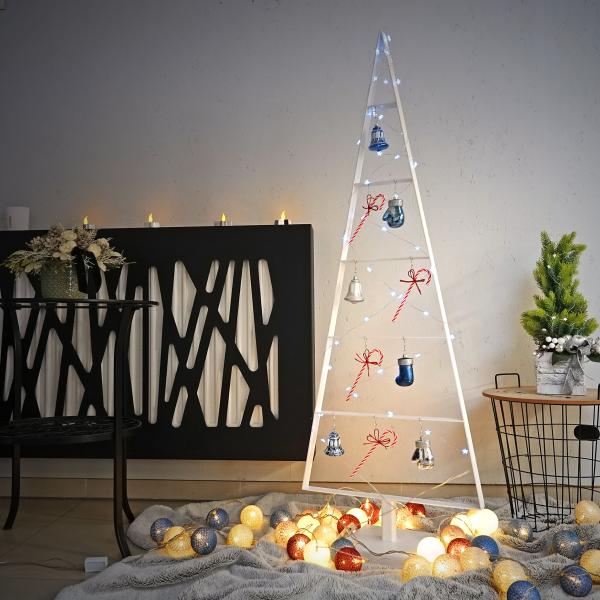 130cm Tannenbaum aus Metall künstlich Weihnachtsbaum Christbaum Edel weiss Loft matt mit Ständer