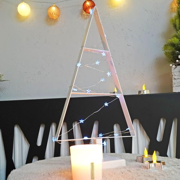 50cmTannenbaum aus Metall künstlich Weihnachtsbaum Christbaum Edel Weiss Loft matt mit Ständer