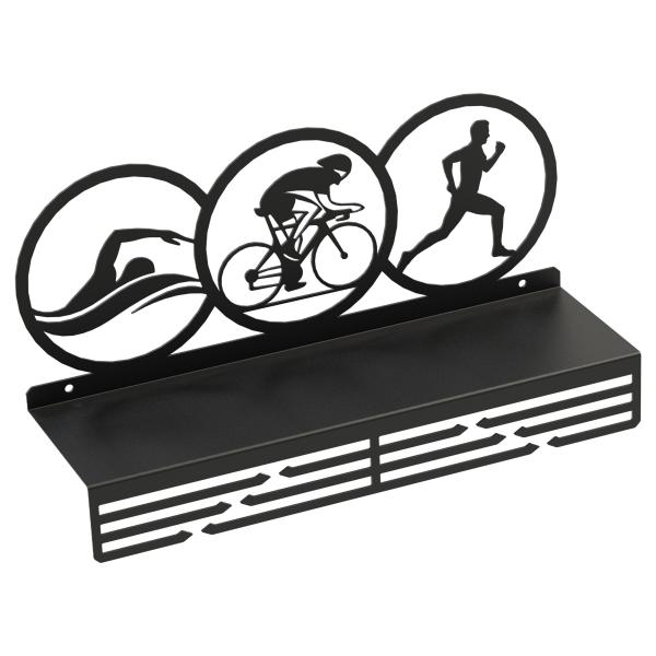 Medaillenhalter Medaillenaufhänger Regal Metall Schwarz Wandmontage Triathlon Schwimmen Laufen Radfahren