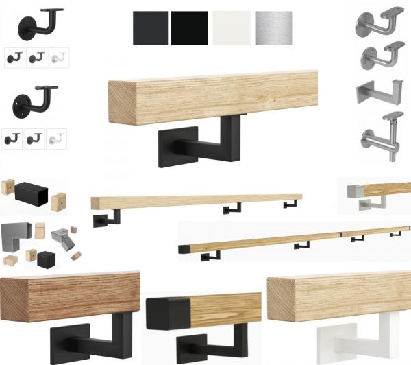 Handlauf Holz Wandhandlauf Profil 40x40 Wandhalter Edelstahl Treppengeländer