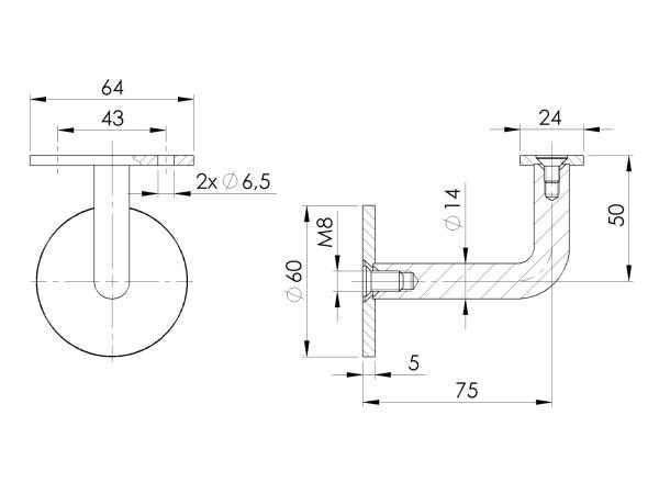 Holzhandlauf Handlauf Wandhandlauf Treppengeländer Holz eckig 40x40 Treppe