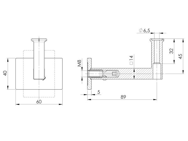 Holzhandlauf Handlauf Wandhandlauf Treppengeländer Holz eckig 40x40 Treppe