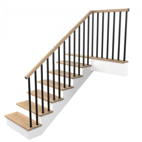 Treppengeländer Holzgeländer Stahl Schwarz Eiche Vertikal Holz Anthrazit RAL Neu