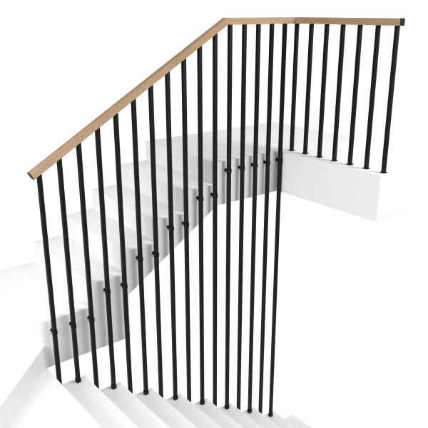 Treppengeländer Holzgeländer Stahl Schwarz Eiche Vertikal Holz Anthrazit RAL Neu