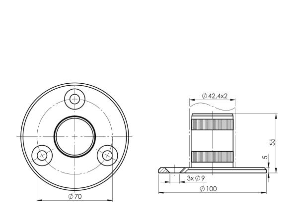 Geländerzubehör Rundrohre Flansch Rohrverbinder Handlaufhalter Endkappen V2A