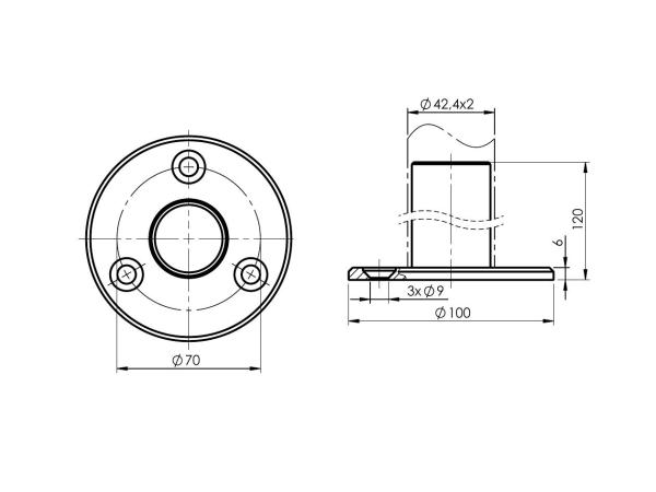 Geländerzubehör Rundrohre Flansch Rohrverbinder Handlaufhalter Endkappen V2A