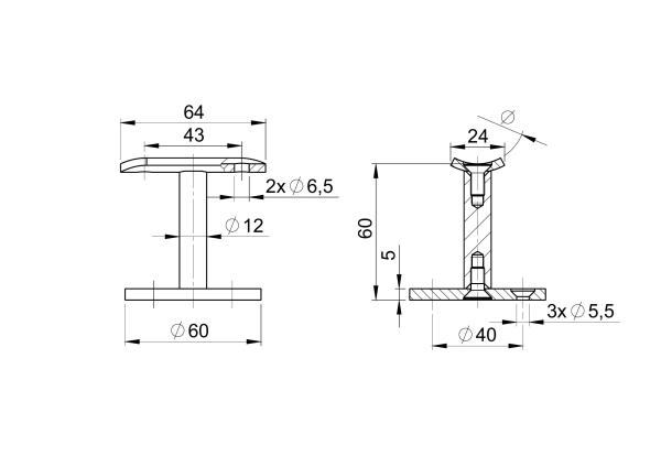 Handlaufhalter Edelstahl Handlaufträger Wandhalter Geländerhalter Rohr Treppe A2