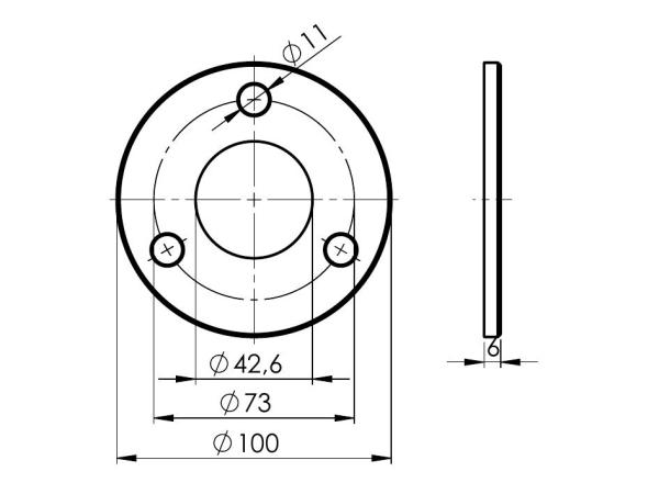 Ankerplatte Bodenflansch Ronde Bodenplatte Abdeckrosette Geländerbau Platte V2A