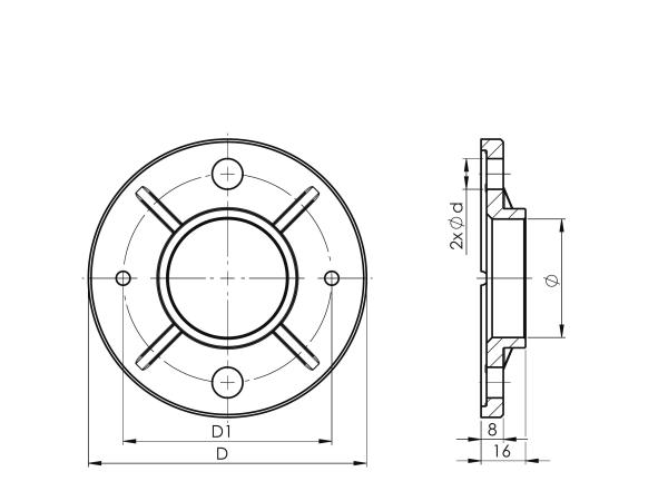 Ankerplatte Bodenflansch Ronde Bodenplatte Abdeckrosette Geländerbau Platte V2A