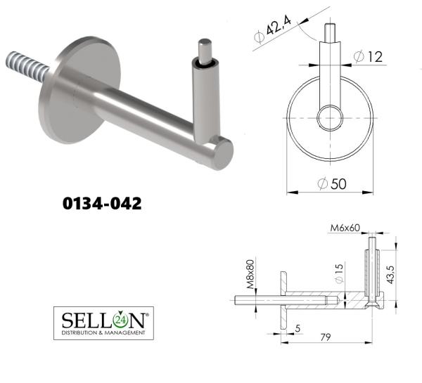 Handlaufhalter Edelstahl V2A Wandhalter Kugelring 42.4mm geschliffen