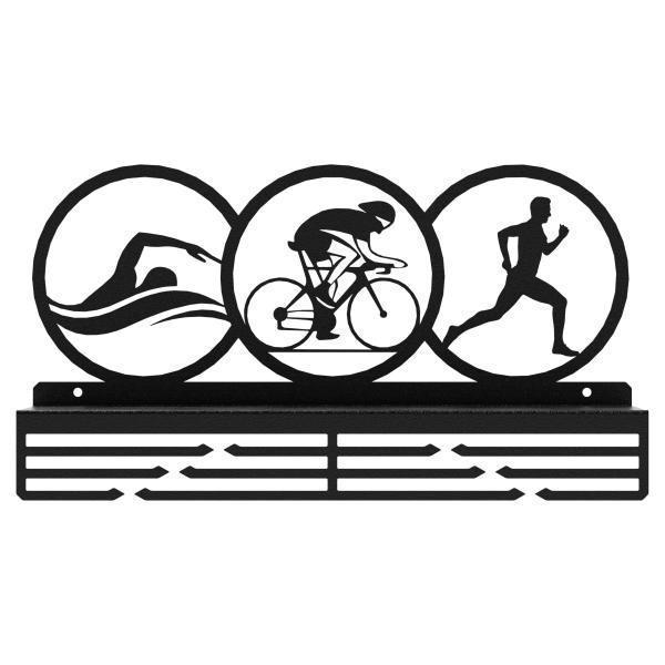 Medaillenhalter Medaillenaufhänger Regal Metall Schwarz Wandmontage Triathlon Schwimmen Laufen Radfahren