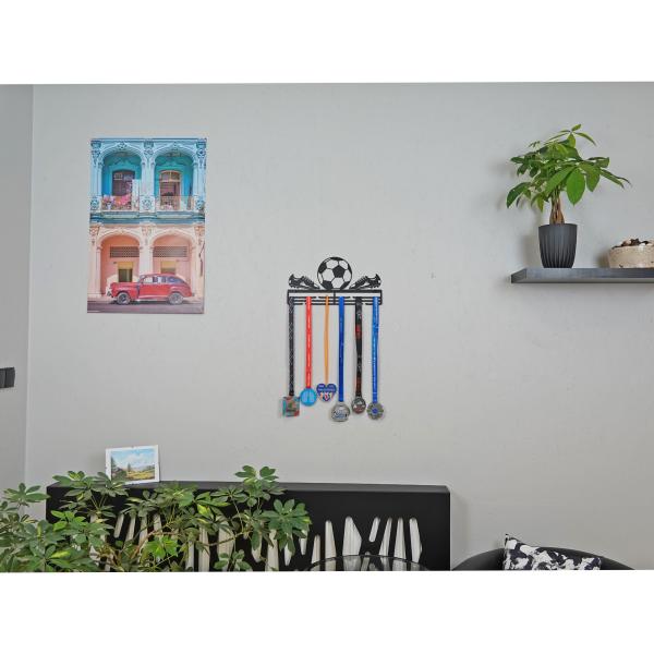 Medaillenhalter Medaillenaufhänger Metall Schwarz Wandmontage Geschenk / BALL FOOTBAL