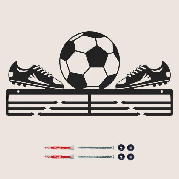 Medaillenhalter Medaillenaufhänger Metall Schwarz Wandmontage Geschenk / BALL FOOTBAL