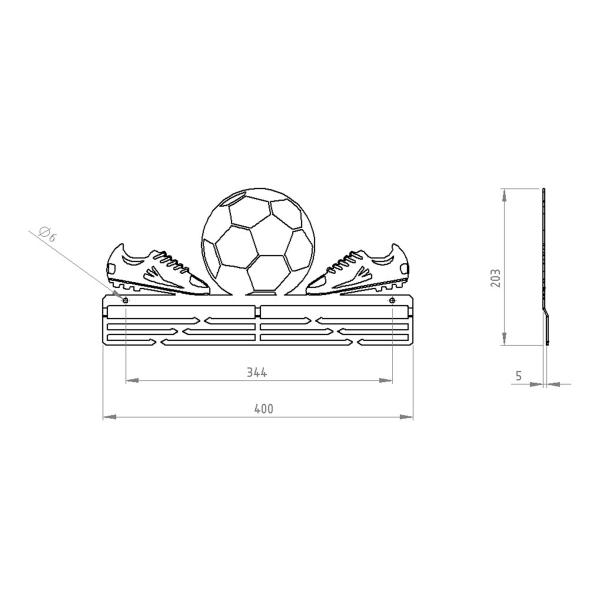 Medaillenhalter Medaillenaufhänger Metall Schwarz Wandmontage Geschenk / BALL FOOTBAL