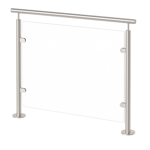 Glasgeländer aufgesetzt Edelstahl Geländer Konfigurator Komplett Bodenmontage Treppen Balkongeländer Glasklemmen Balkon V2A