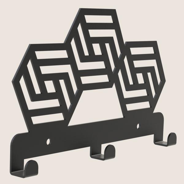 Kleiderhaken Garderobenleiste Hakenleiste Schwarz - 23 cm - aus Metall, für Eingang, Flur, Schlafzimmer, Flurgarderobe mit 3 Haken / HEXA 230