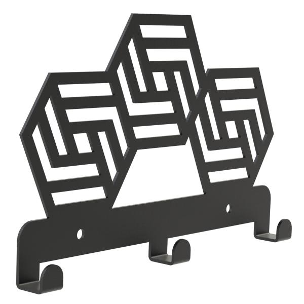 Kleiderhaken Garderobenleiste Hakenleiste Schwarz - 23 cm - aus Metall, für Eingang, Flur, Schlafzimmer, Flurgarderobe mit 3 Haken / HEXA 230