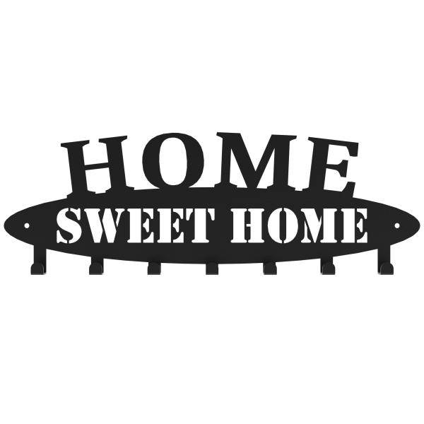 Kleiderhaken Kleiderbügel Garderobenleiste Haken Schwarz aus Metall, für Eingang, Flur, Schlafzimmer, Flurgarderobe mit / Haken / HOME SWEET HOME